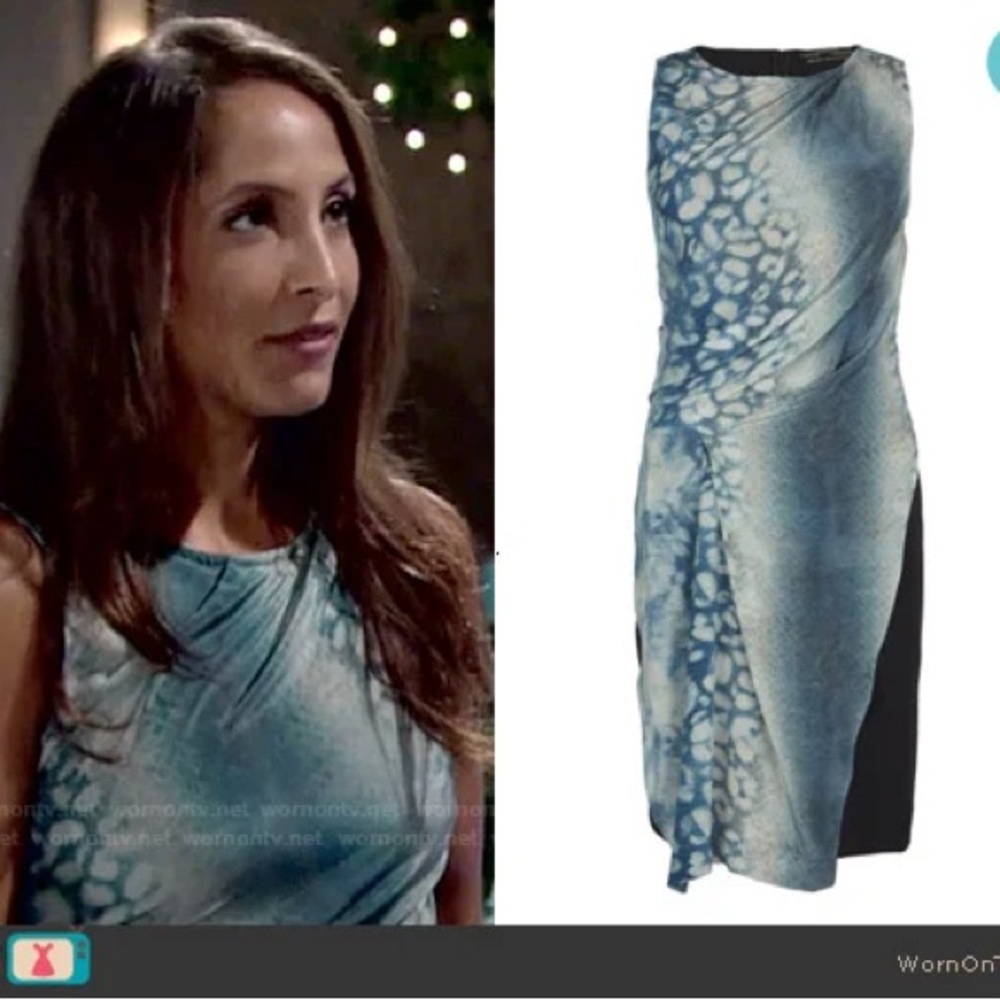 All Saints Serpent Dress Teal/Black